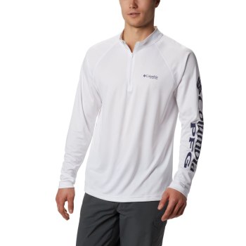 Columbia Pullover Heren, PFG Terminal Tackle 1/4 Zip Wit, 40KUWBVQI